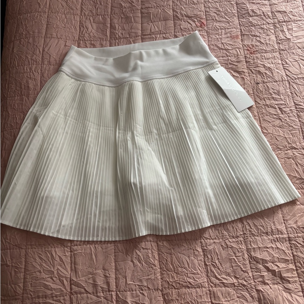 Yogalicious White A-Line Pleated Skirt